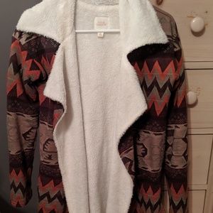 pattern fleece coat